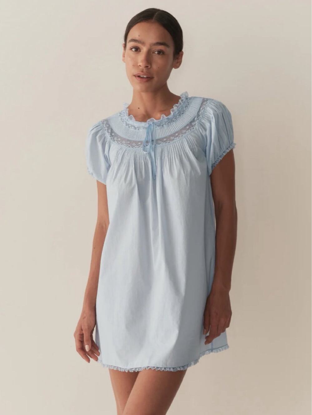 Doen Daphne Cotton Mini Dress Cloudless Sky Size Small